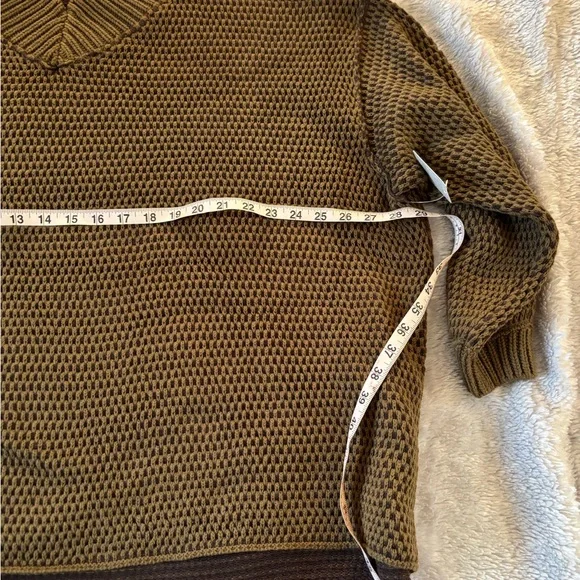 Free People Olive/Brown V-Neck Sweater - Picture 3 of 7